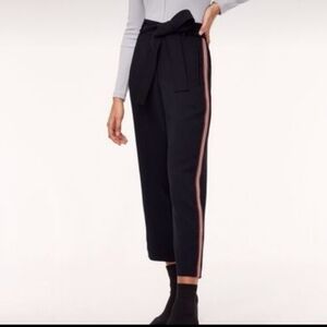 Aritzia Wilfred Tie Front pants with black white and red side stripe